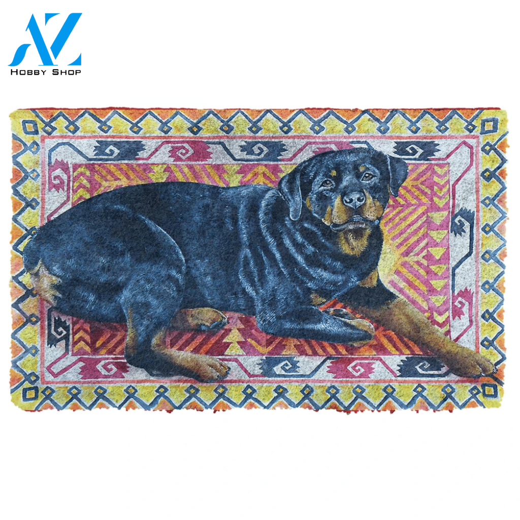 Dog Doormat 3D Happy Rottweiler Custom Doormat