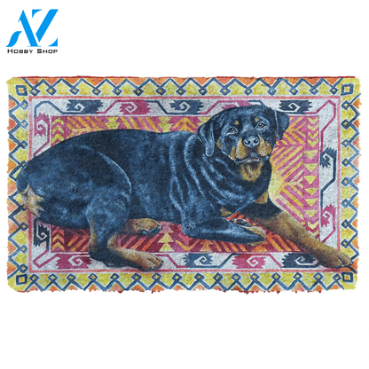 Dog Doormat 3D Happy Rottweiler Custom Doormat