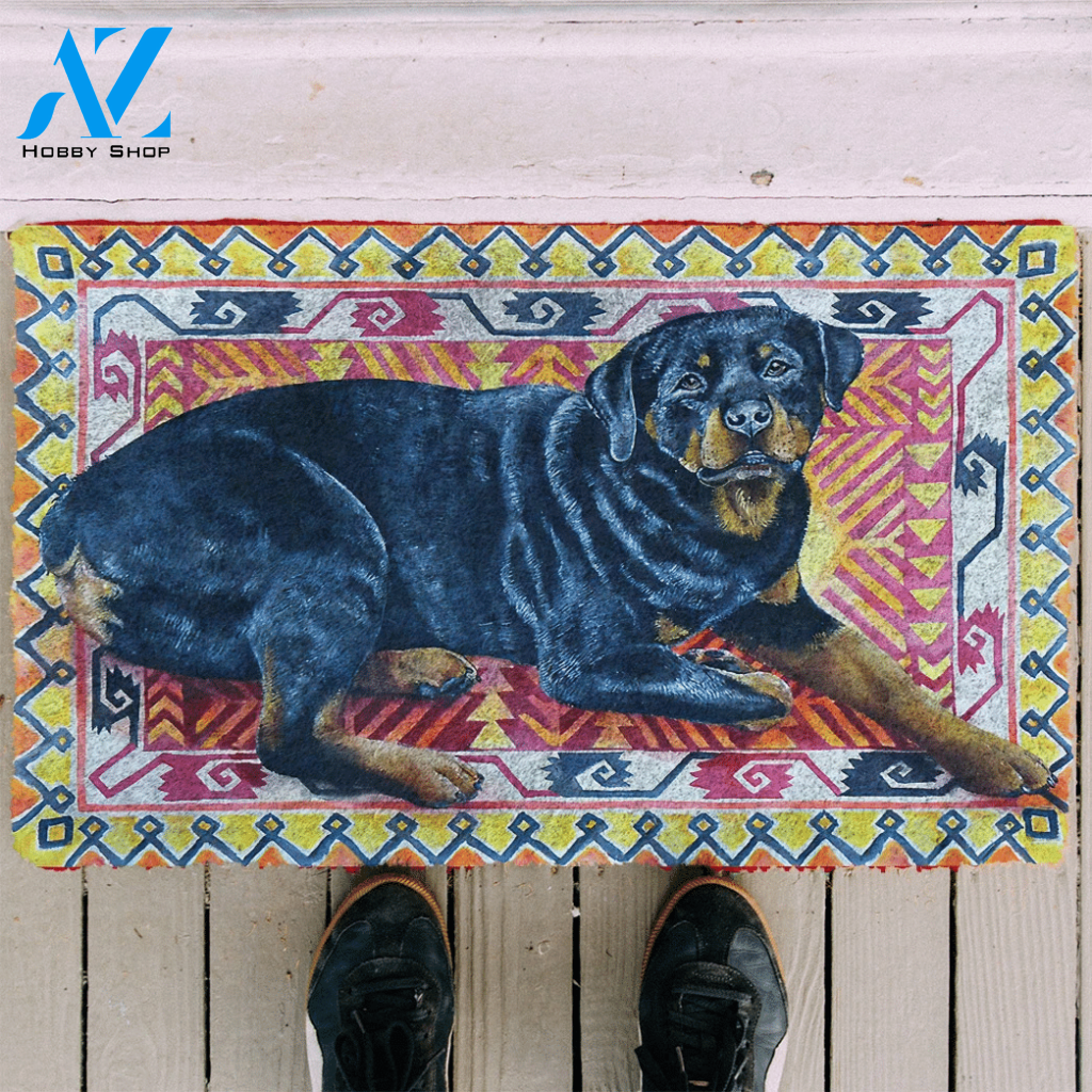 Dog Doormat 3D Happy Rottweiler Custom Doormat