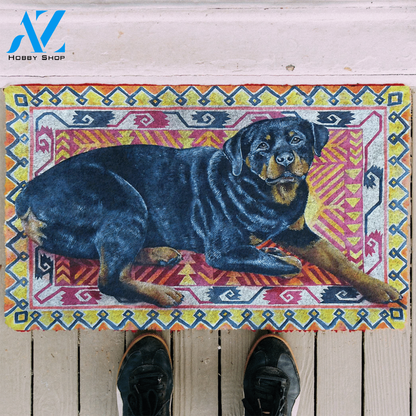 Dog Doormat 3D Happy Rottweiler Custom Doormat