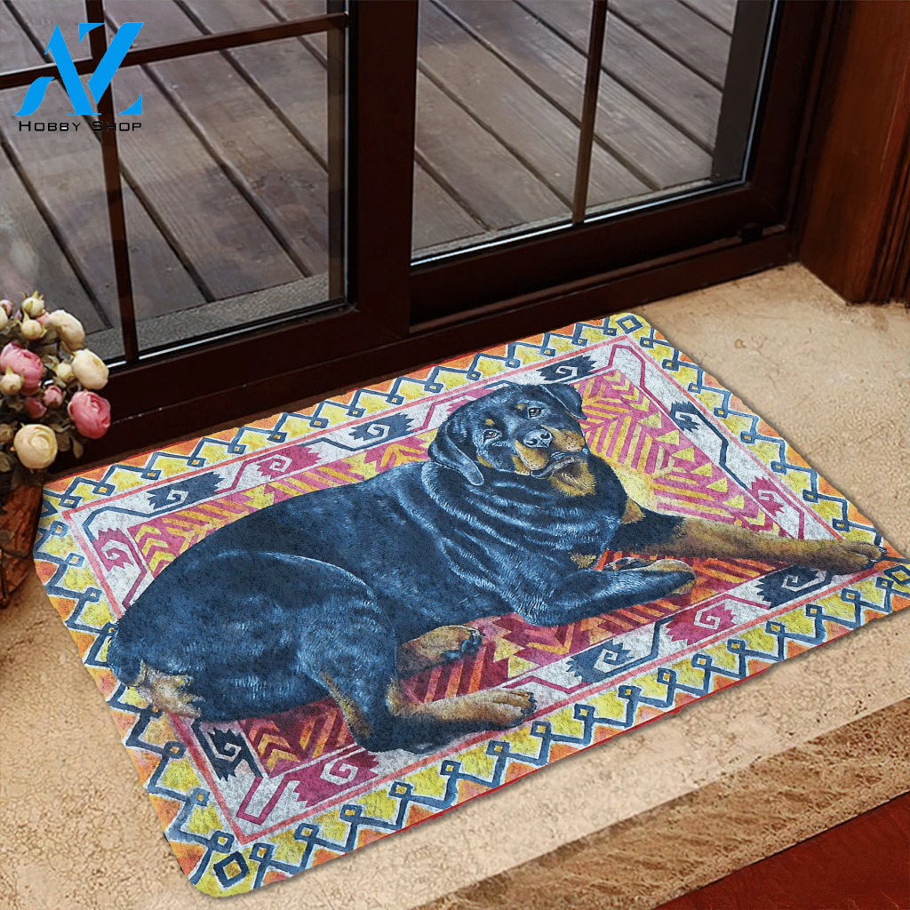 Dog Doormat 3D Happy Rottweiler Custom Doormat