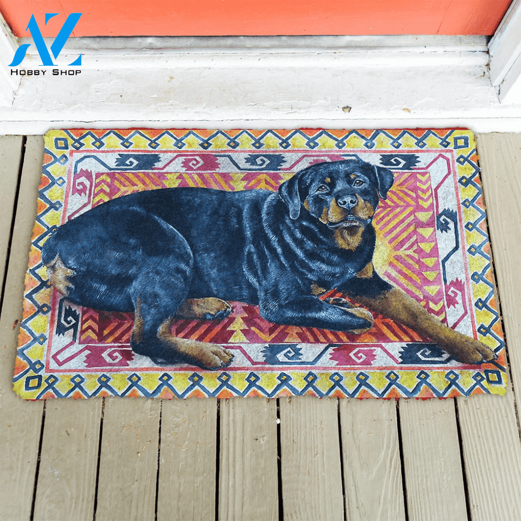 Dog Doormat 3D Happy Rottweiler Custom Doormat