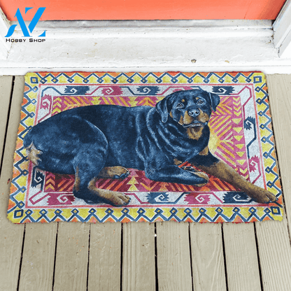 Dog Doormat 3D Happy Rottweiler Custom Doormat
