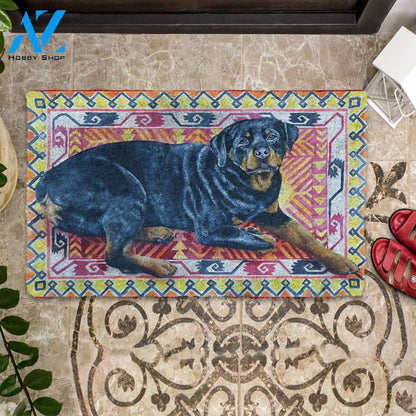 Dog Doormat 3D Happy Rottweiler Custom Doormat