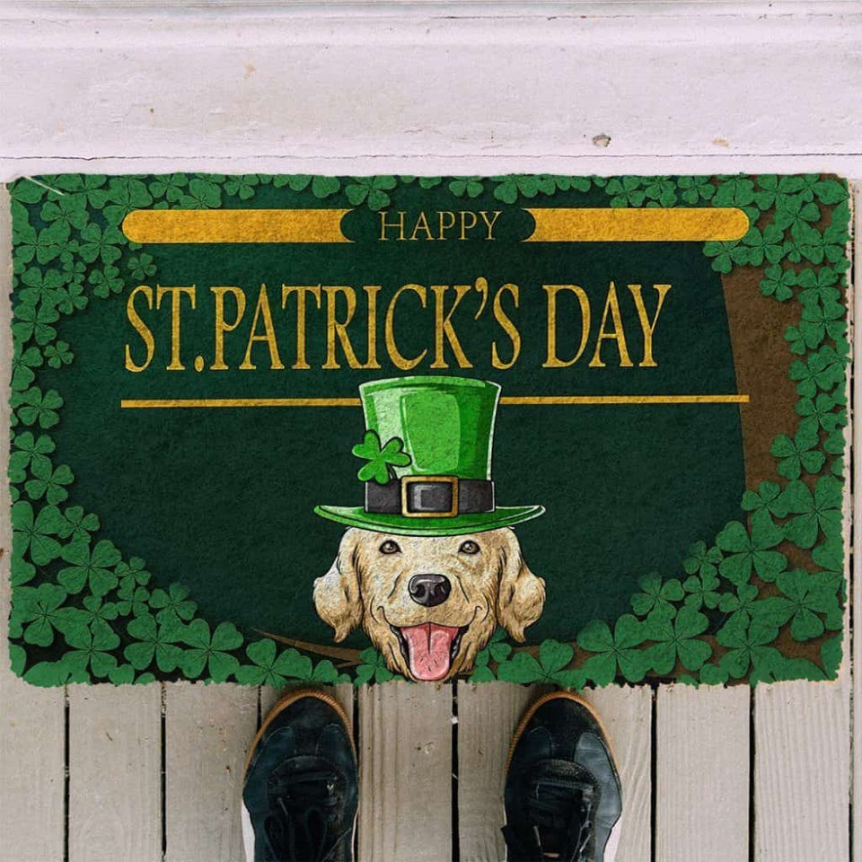 Dog Doormat 3D Happy St Patrick Day Labrador Retriever Custom Doormat