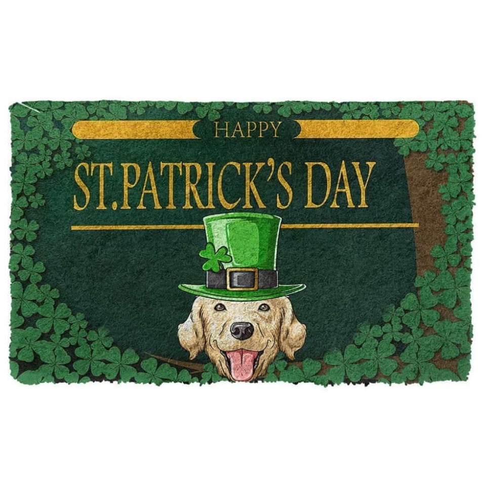 Dog Doormat 3D Happy St Patrick Day Labrador Retriever Custom Doormat