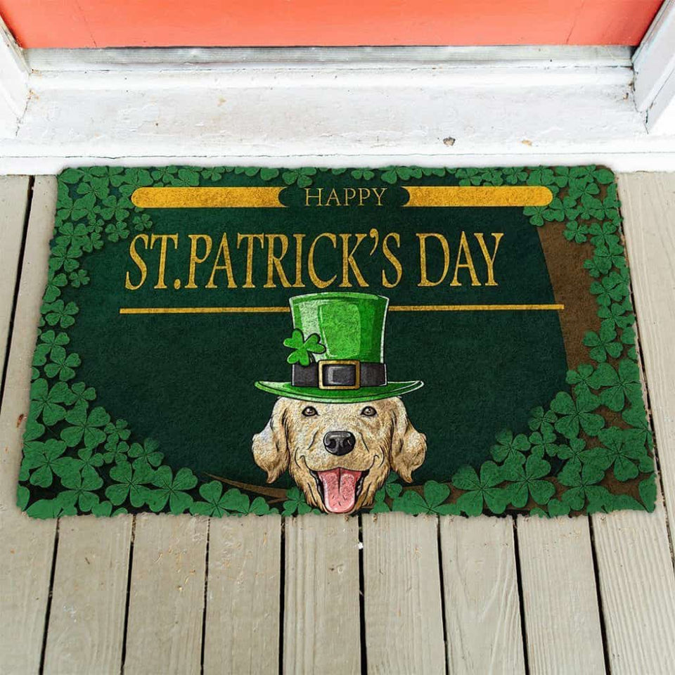 Dog Doormat 3D Happy St Patrick Day Labrador Retriever Custom Doormat
