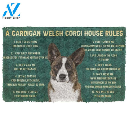 Dog Doormat 3D House Rules Cardigan Welsh Corgi Dog Doormat