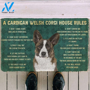 Dog Doormat 3D House Rules Cardigan Welsh Corgi Dog Doormat