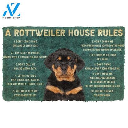 Dog Doormat 3D House Rules Rottweiler Dog Doormat