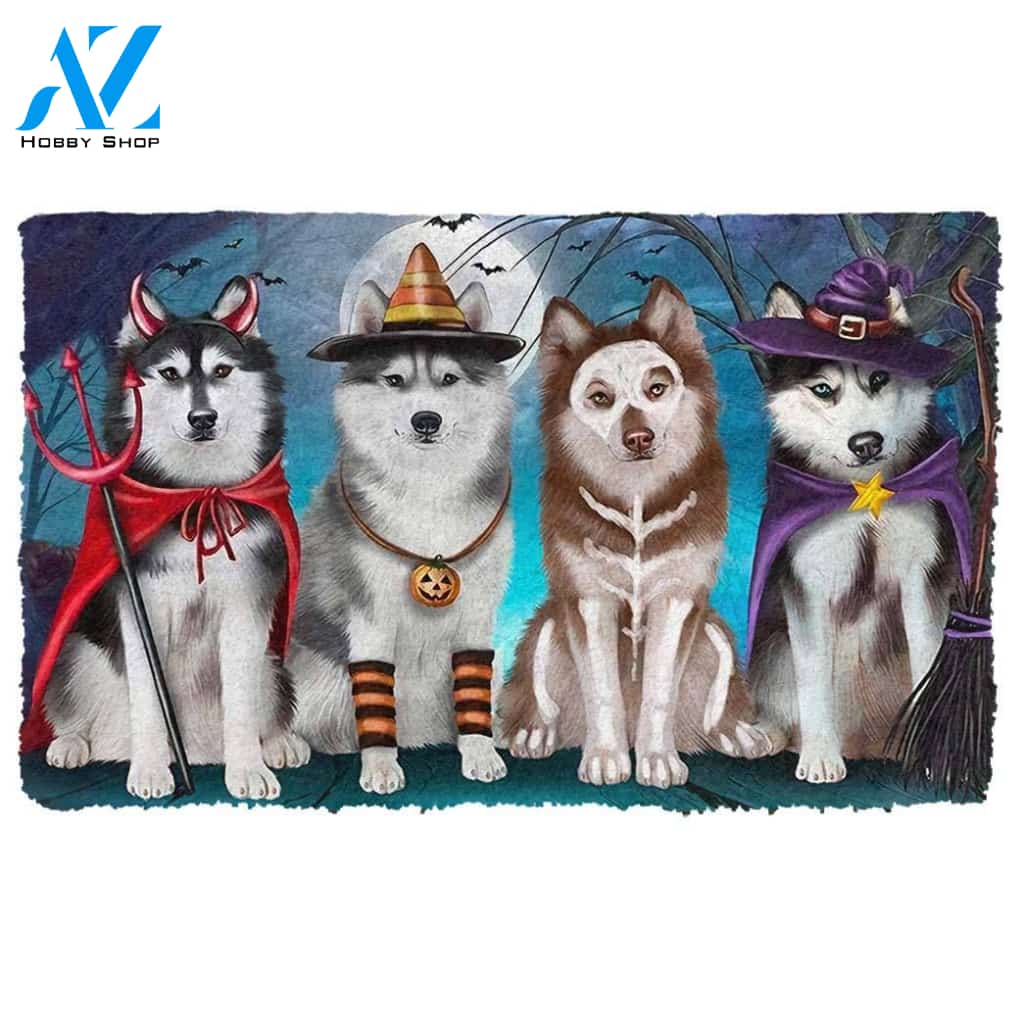 Dog Doormat 3D Husky Halloween Custom Doormat