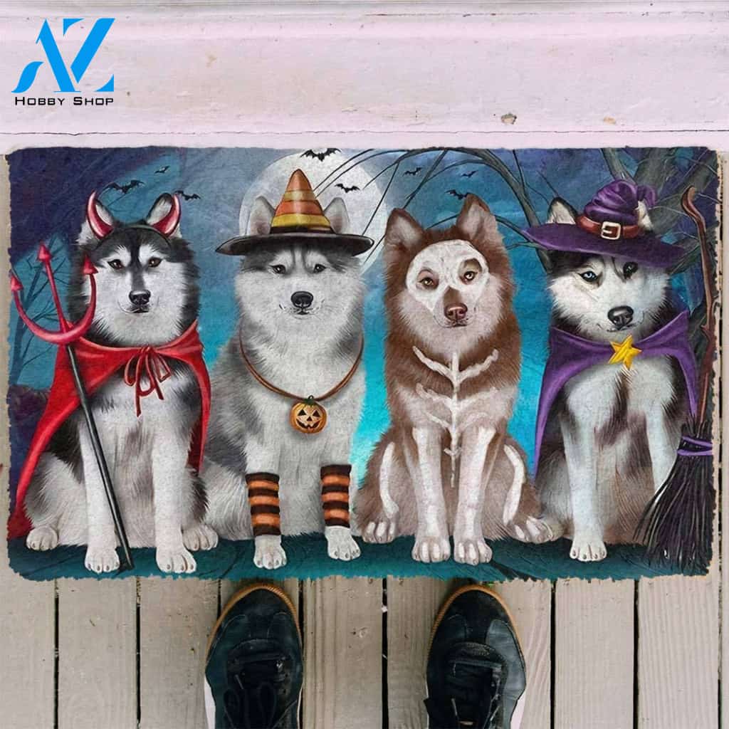 Dog Doormat 3D Husky Halloween Custom Doormat