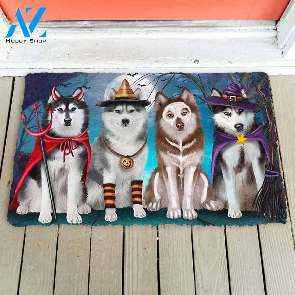 Dog Doormat 3D Husky Halloween Custom Doormat