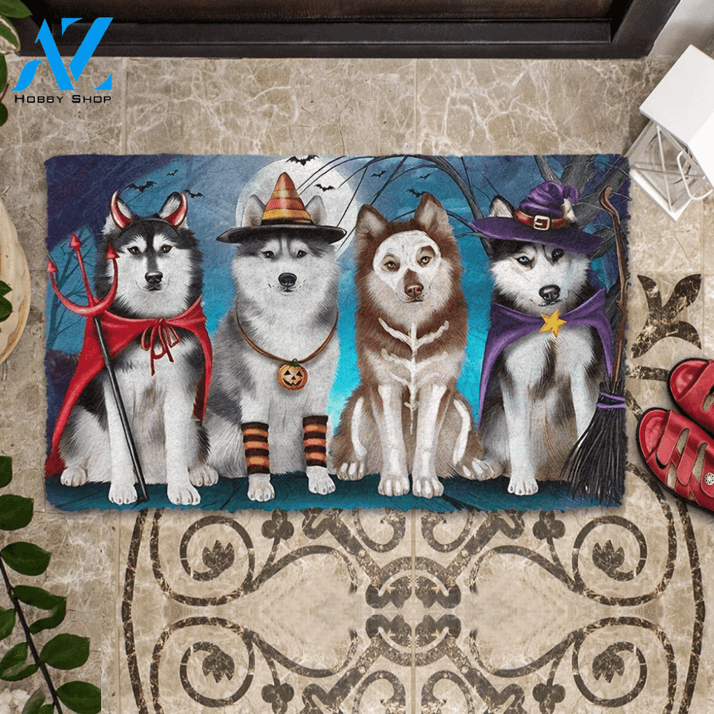 Dog Doormat 3D Husky Halloween Custom Doormat