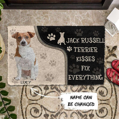 Dog Doormat 3D Jack Russell Terrier Kisses Fix Anything Custom Name Doormat