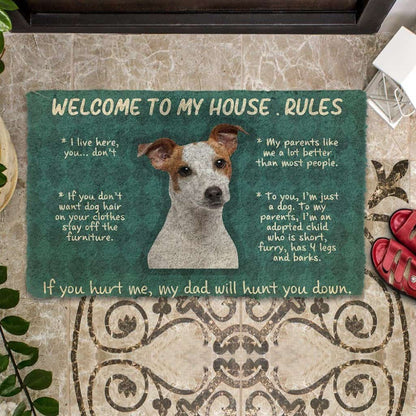 Dog Doormat 3D Jack Russell Terrier Welcome To My House Rules Custom Doormat