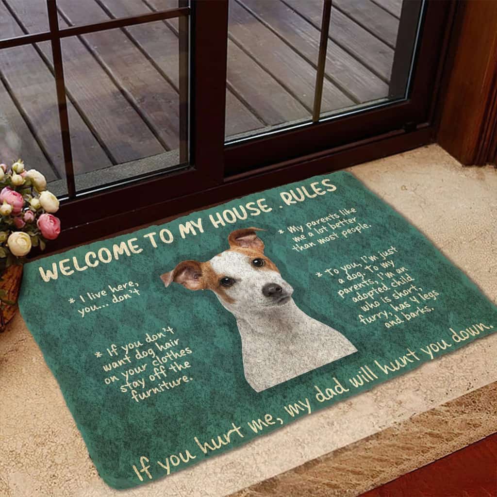 Dog Doormat 3D Jack Russell Terrier Welcome To My House Rules Custom Doormat
