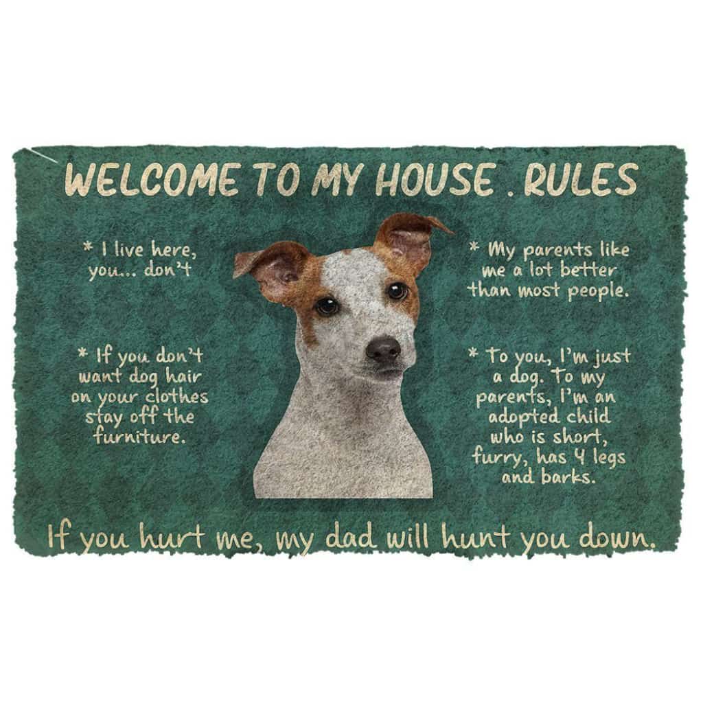 Dog Doormat 3D Jack Russell Terrier Welcome To My House Rules Custom Doormat