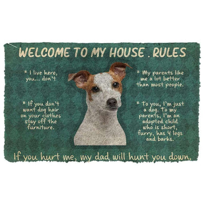 Dog Doormat 3D Jack Russell Terrier Welcome To My House Rules Custom Doormat