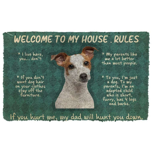 Dog Doormat 3D Jack Russell Terrier Welcome To My House Rules Custom Doormat