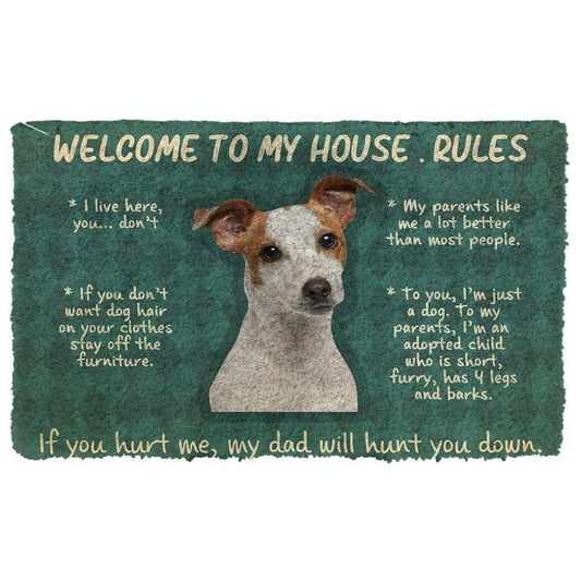 Dog Doormat 3D Jack Russell Terrier Welcome To My House Rules Custom Doormat