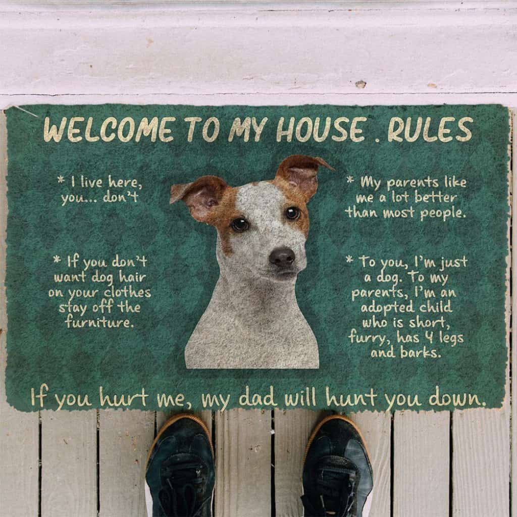 Dog Doormat 3D Jack Russell Terrier Welcome To My House Rules Custom Doormat