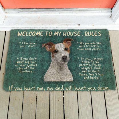 Dog Doormat 3D Jack Russell Terrier Welcome To My House Rules Custom Doormat