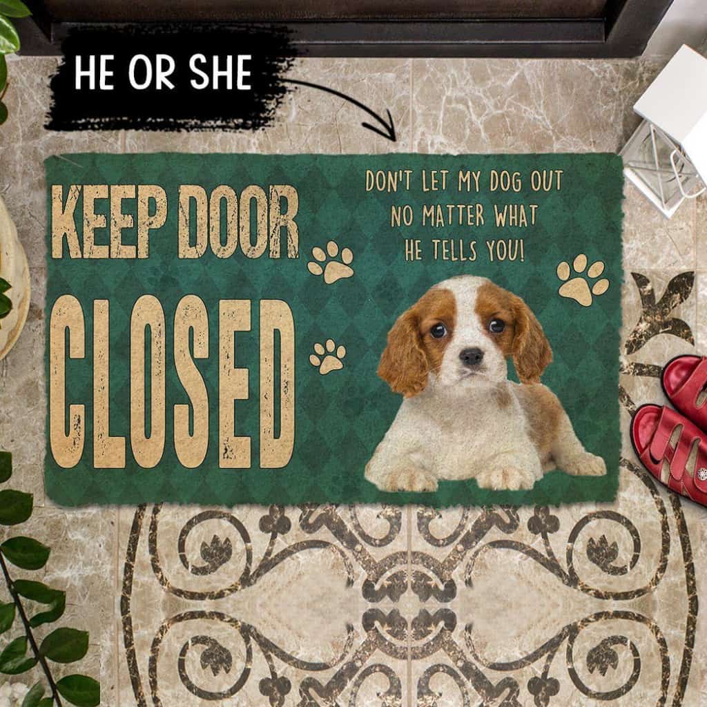 Dog Doormat 3D Keep Door Closed Cavalier King Charles Spaniels Dog Custom Gender Doormat