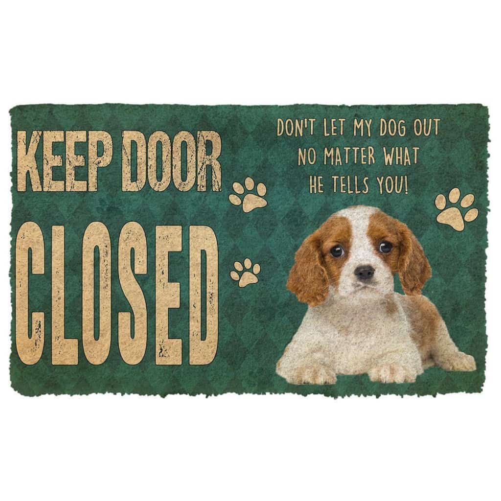 Dog Doormat 3D Keep Door Closed Cavalier King Charles Spaniels Dog Custom Gender Doormat