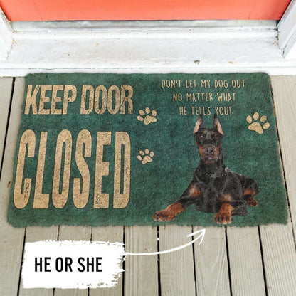 Dog Doormat 3D Keep Door Closed Doberman Pinschers Dog Custom Gender Doormat