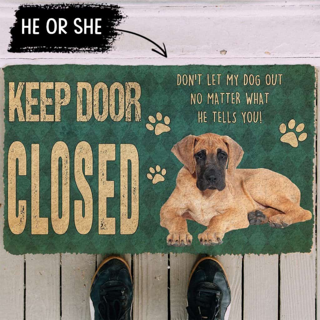 Dog Doormat 3D Keep Door Closed Great Danes Dog Custom Gender Doormat