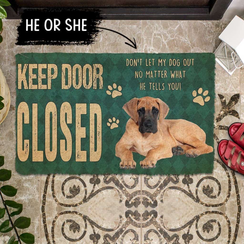 Dog Doormat 3D Keep Door Closed Great Danes Dog Custom Gender Doormat