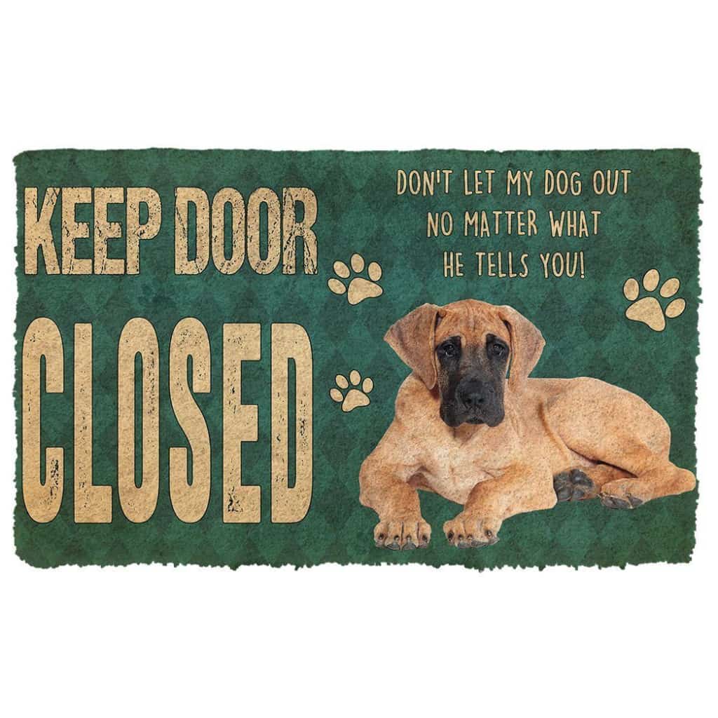 Dog Doormat 3D Keep Door Closed Great Danes Dog Custom Gender Doormat