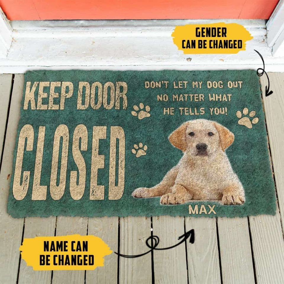 Dog Doormat 3D Keep Door Closed Labrador Retrievers Dog Custom Name Doormat