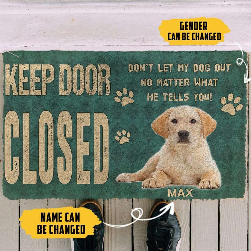 Dog Doormat 3D Keep Door Closed Labrador Retrievers Dog Custom Name Doormat