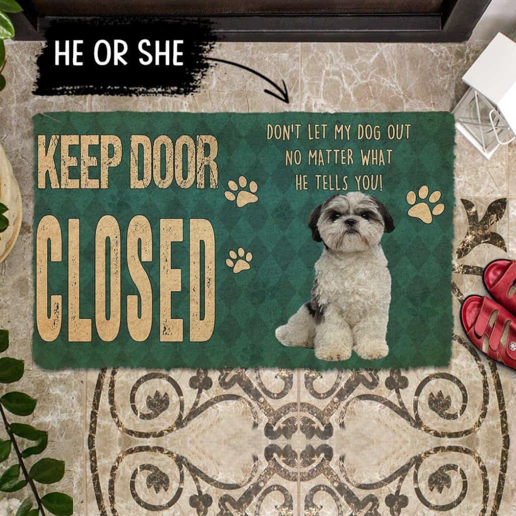 Dog Doormat 3D Keep Door Closed Shih Tzu Dog Custom Gender Doormat