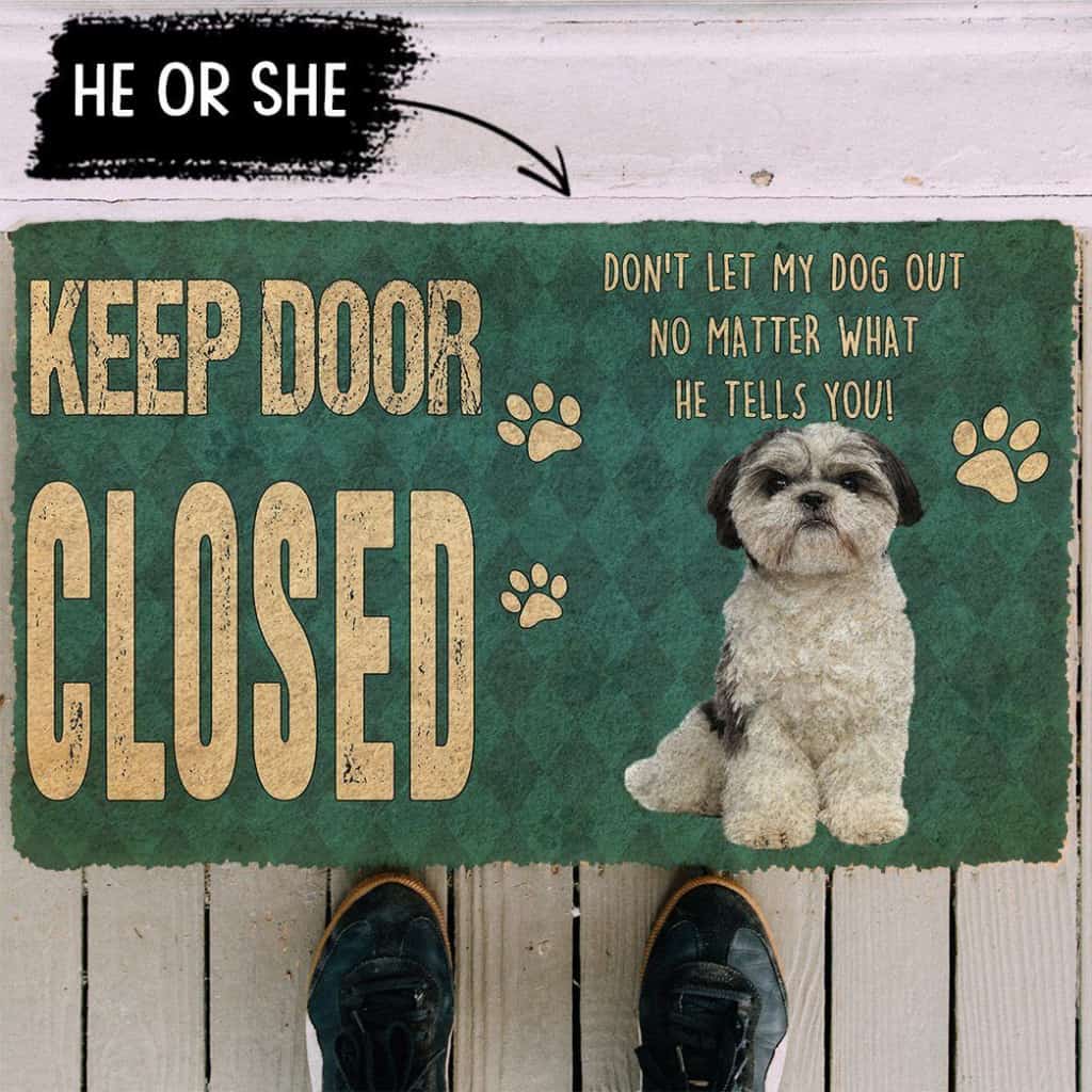 Dog Doormat 3D Keep Door Closed Shih Tzu Dog Custom Gender Doormat