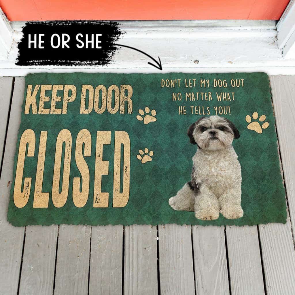 Dog Doormat 3D Keep Door Closed Shih Tzu Dog Custom Gender Doormat