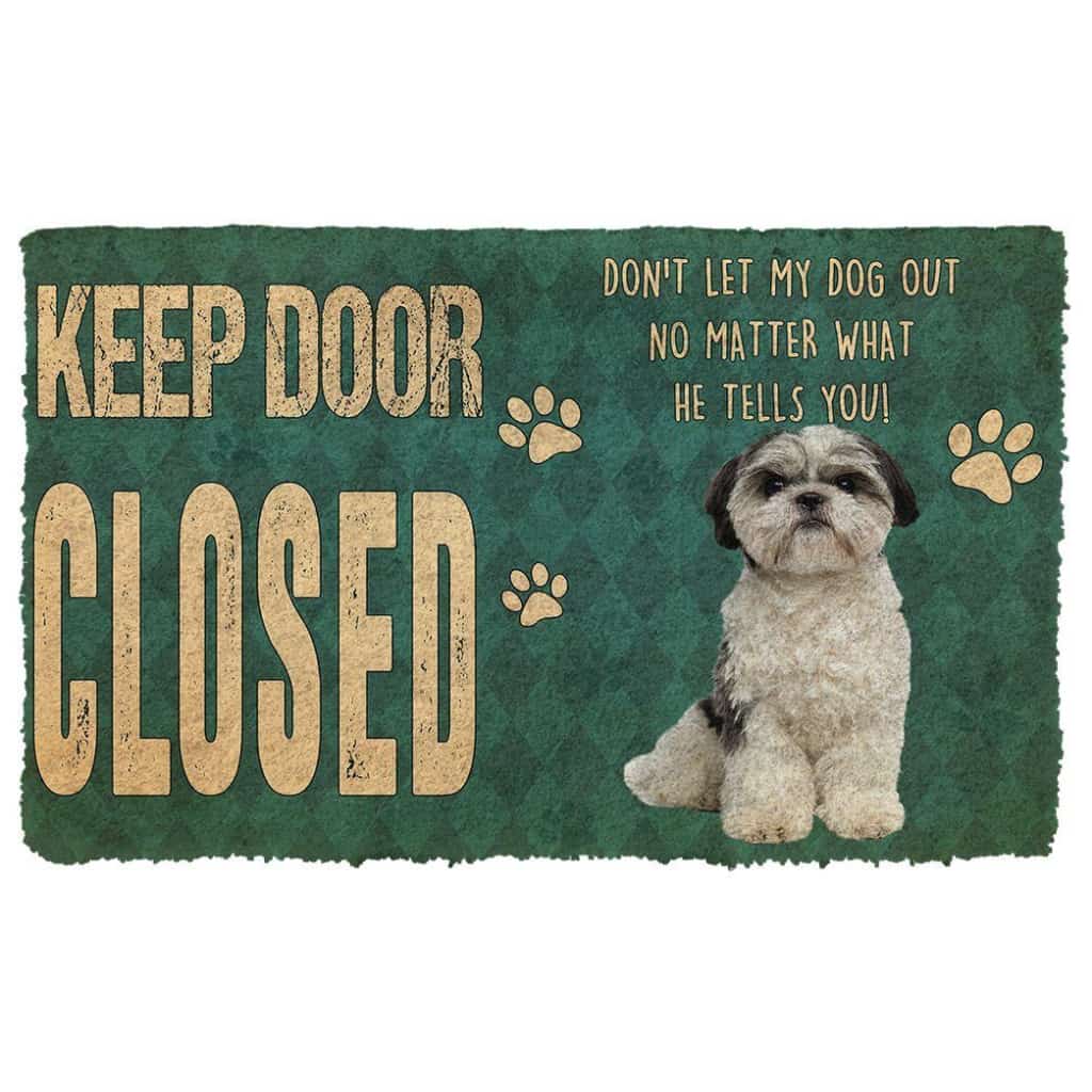 Dog Doormat 3D Keep Door Closed Shih Tzu Dog Custom Gender Doormat