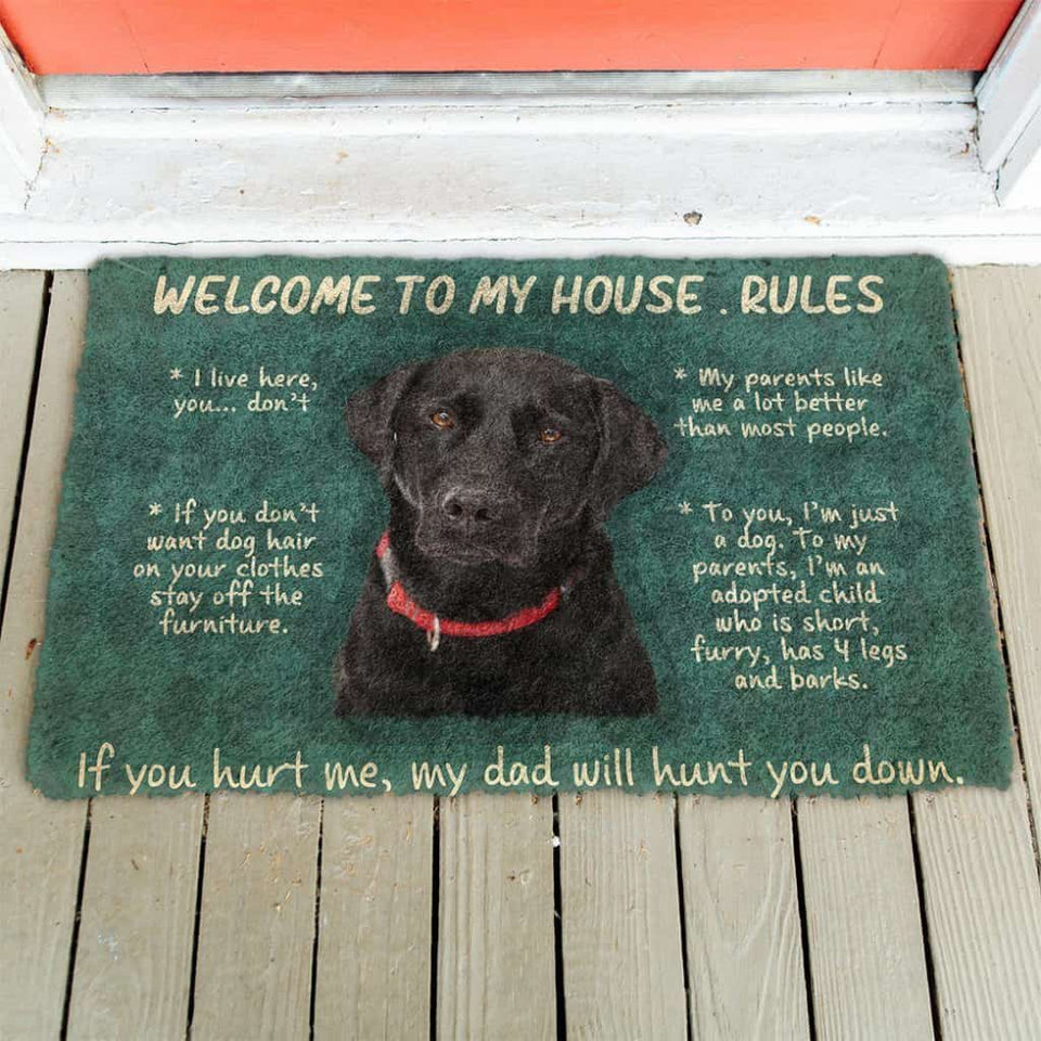 Dog Doormat 3D Labrador Retriever Welcome To My House Rules Custom Doormat