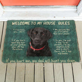 Dog Doormat 3D Labrador Retriever Welcome To My House Rules Custom Doormat