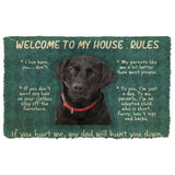 Dog Doormat 3D Labrador Retriever Welcome To My House Rules Custom Doormat