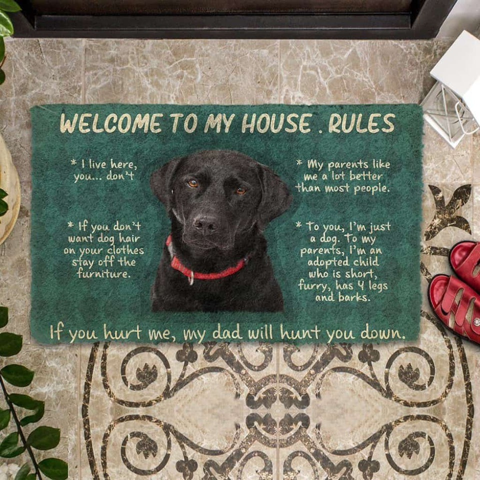 Dog Doormat 3D Labrador Retriever Welcome To My House Rules Custom Doormat