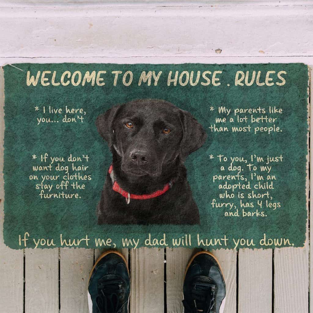 Dog Doormat 3D Labrador Retriever Welcome To My House Rules Custom Doormat