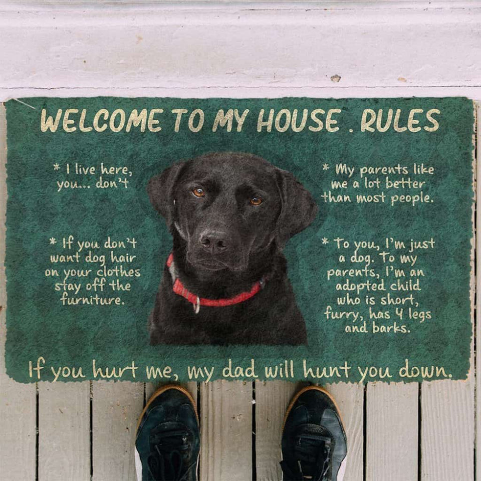 Dog Doormat 3D Labrador Retriever Welcome To My House Rules Custom Doormat