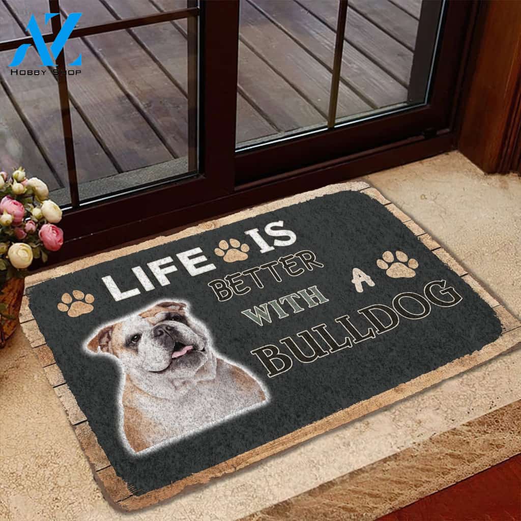 Dog Doormat 3D Life Is Better With A Bulldog Custom Doormat