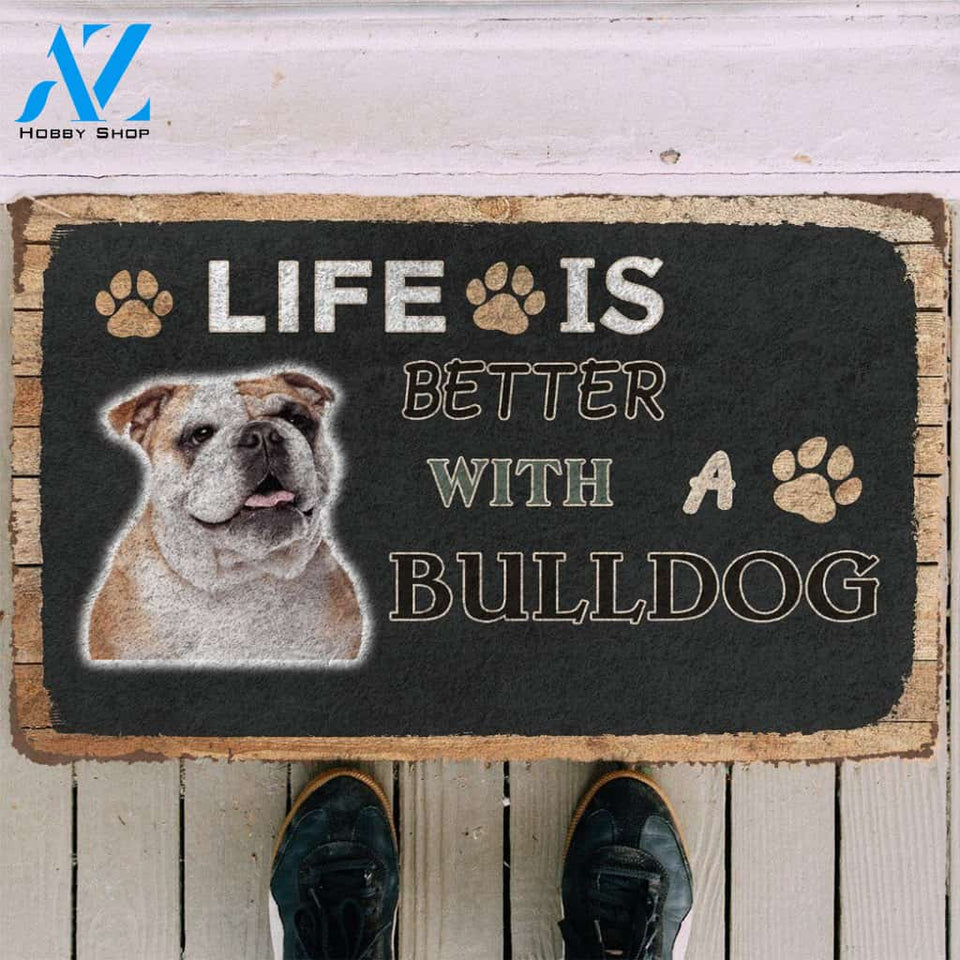 Dog Doormat 3D Life Is Better With A Bulldog Custom Doormat