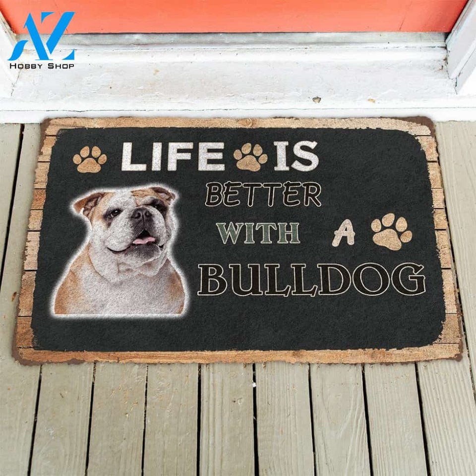 Dog Doormat 3D Life Is Better With A Bulldog Custom Doormat