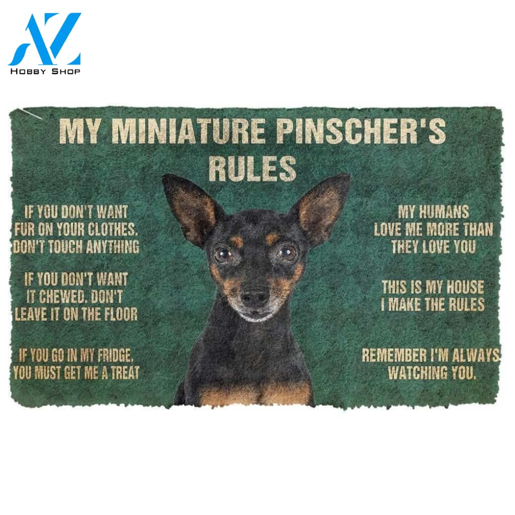 Dog Doormat 3D Miniature Pinscher's Rules Doormat