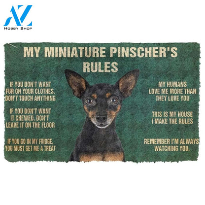 Dog Doormat 3D Miniature Pinscher's Rules Doormat